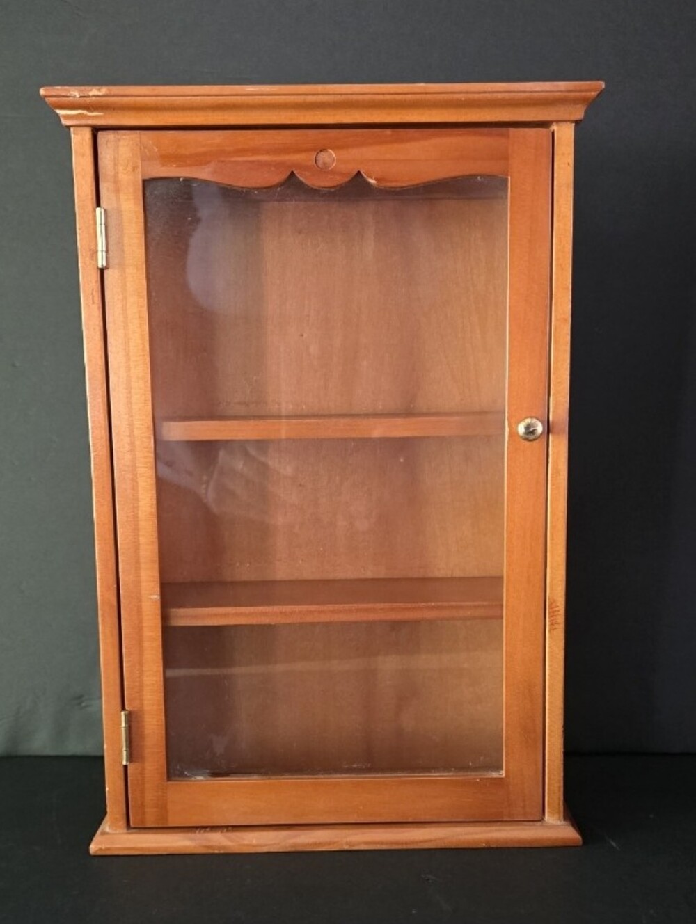 Vintage Wooden Wall Display Cabinet with Glass Door, Small Curio Shadow Box Shel